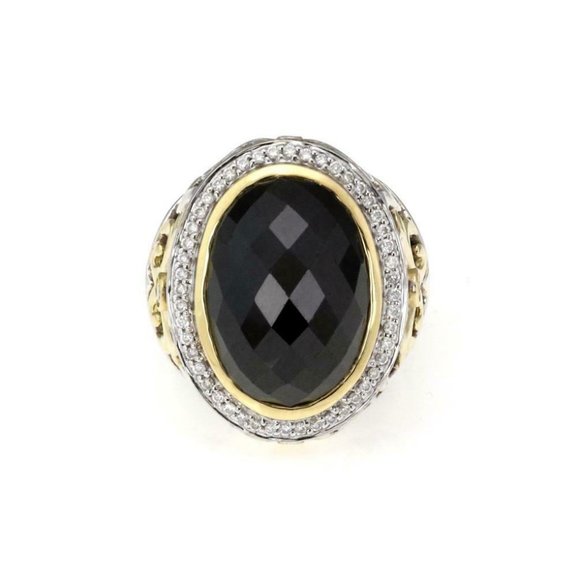 Charles Krypell Diamond Onyx 925 Silver 18k Gold R